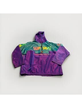 Vintage Surf Style Interplanetary Body Gear Iridescent Windbreaker Jacket OS(A36